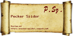 Pecker Szidor névjegykártya